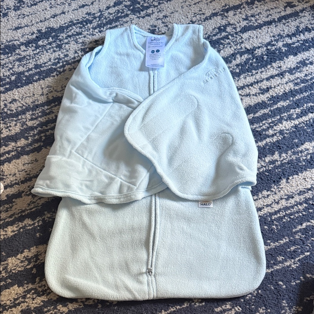 Halo Light Blue Fleece Sleep Sack Swaddle